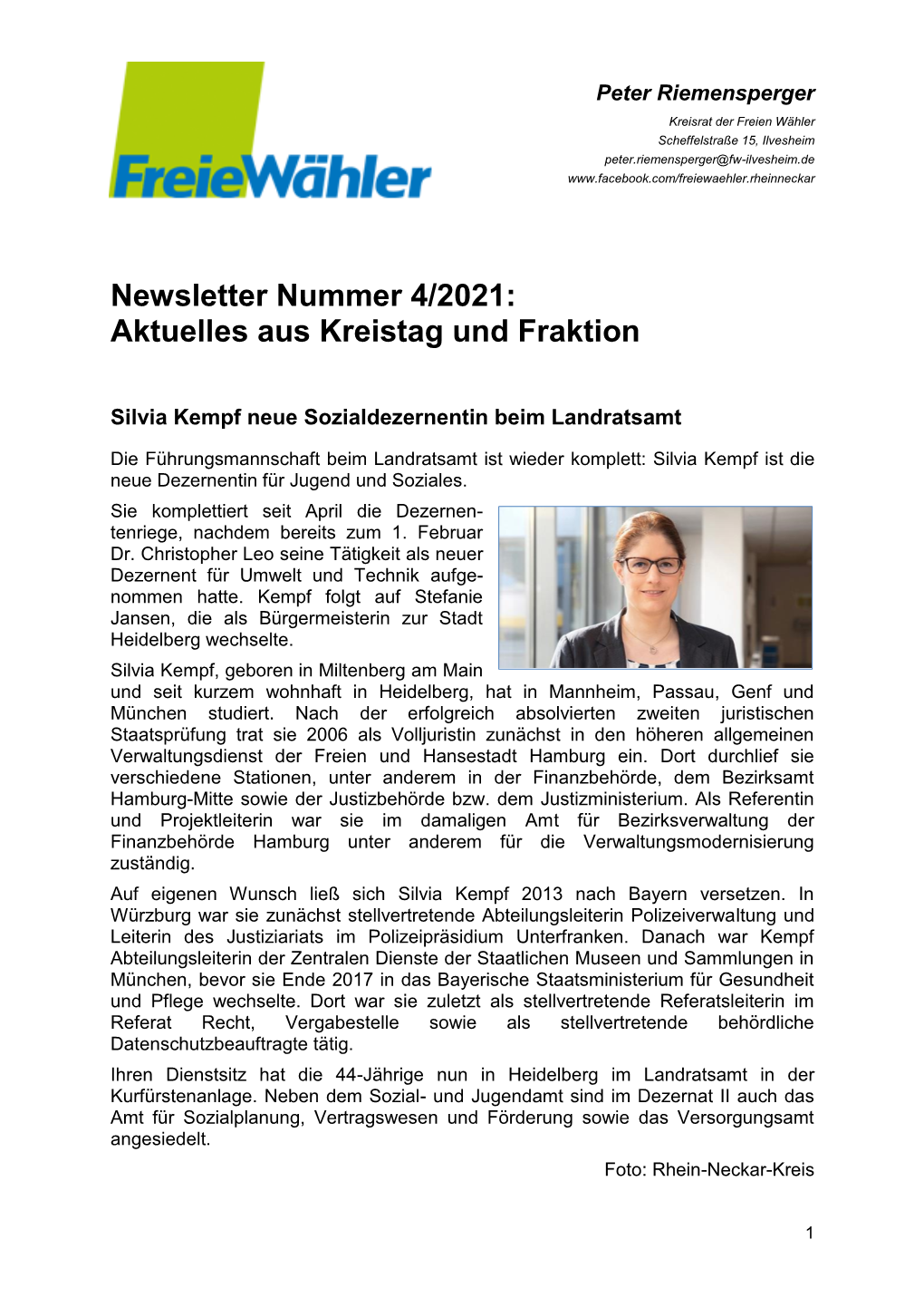 Newsletter Aus Dem Kreistag 04/2021