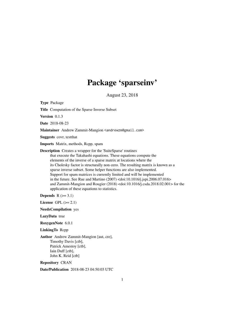 Package 'Sparseinv'