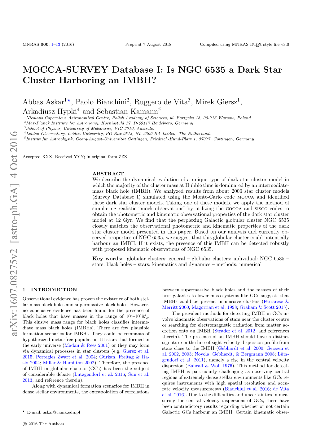 Is NGC 6535 a Dark Star Cluster Harboring an IMBH?