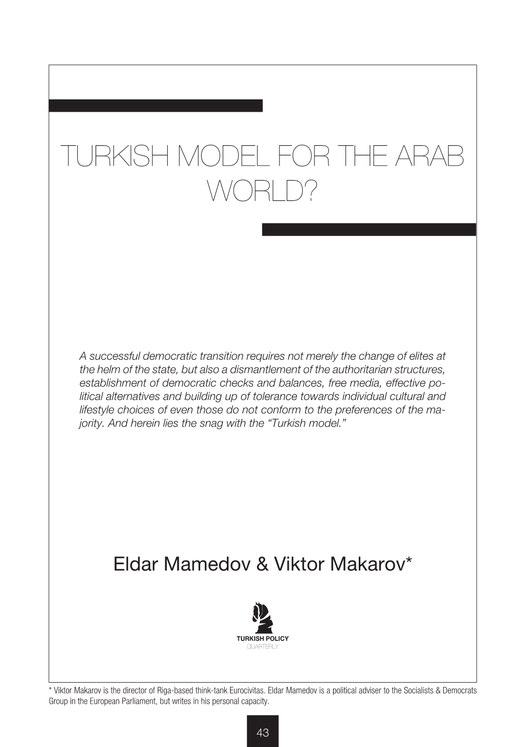 Turkish Model for the Arab World?