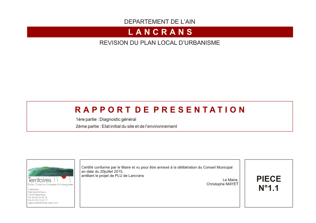 Lancrans Revision Du Plan Local D’Urbanisme