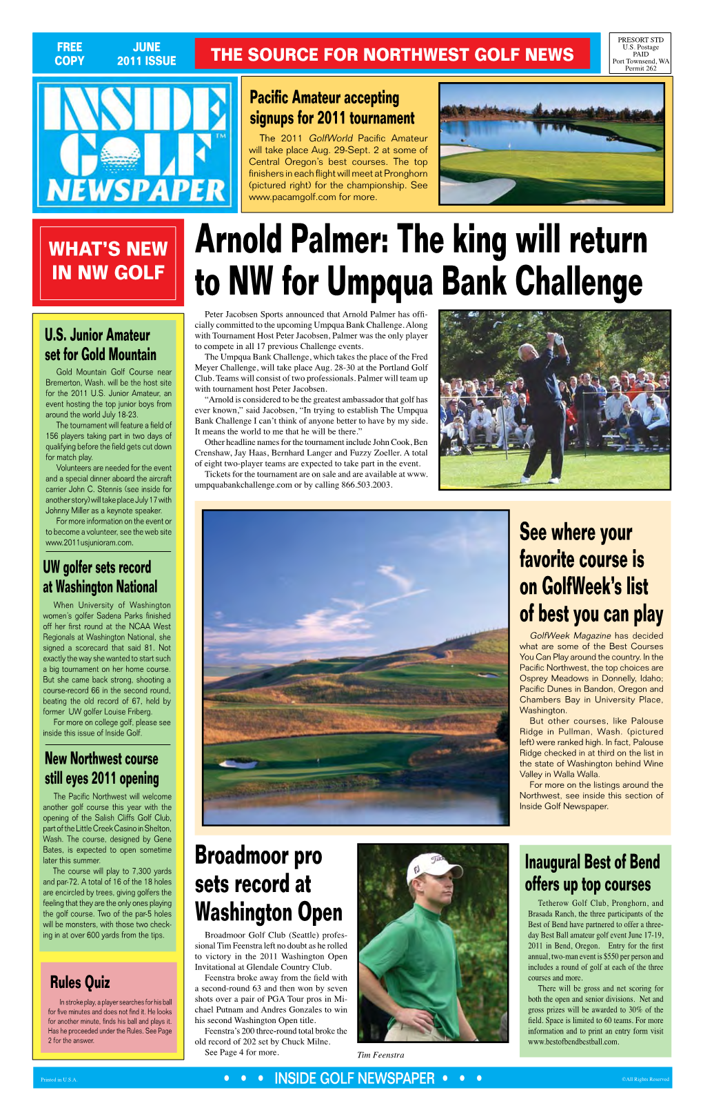 Arnold Palmer: the King Will Return in NW GOLF to NW for Umpqua Bank Challenge