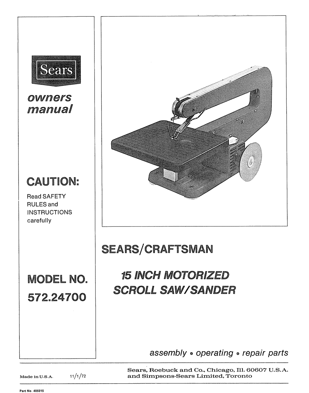 Cautron: Model No. 572.24700 Sears/Craftsman