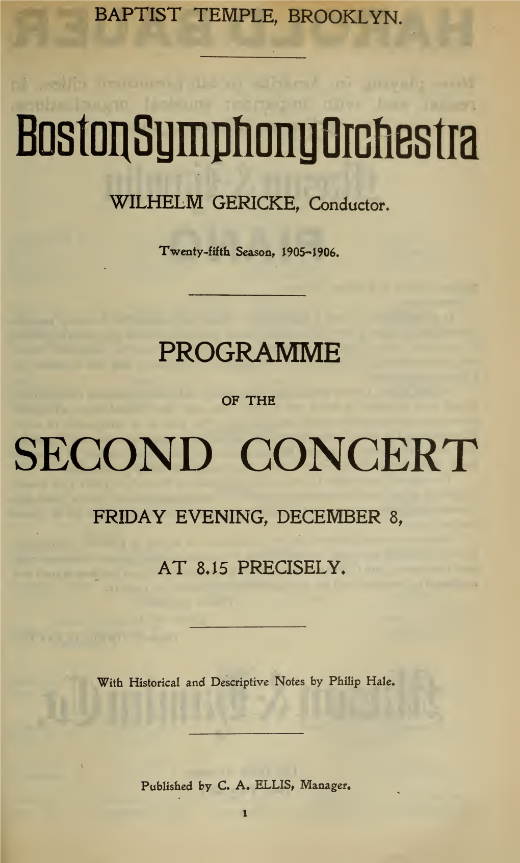 Boston Symphony Orchestra Concert Programs, Season 25,1905-1906, Trip