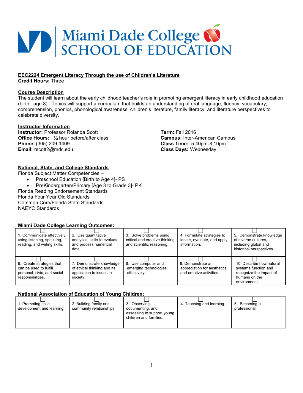 Competencies for Literacy Course