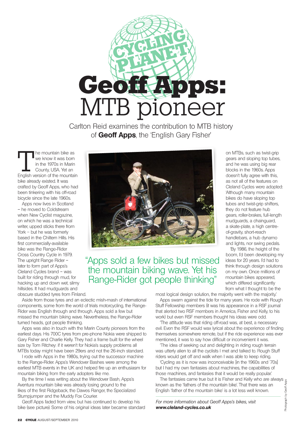 Geoff Apps: MTB Pioneer Carlton Reid Examines the Contribution to MTB History of Geoff Apps, the ‘English Gary Fisher’