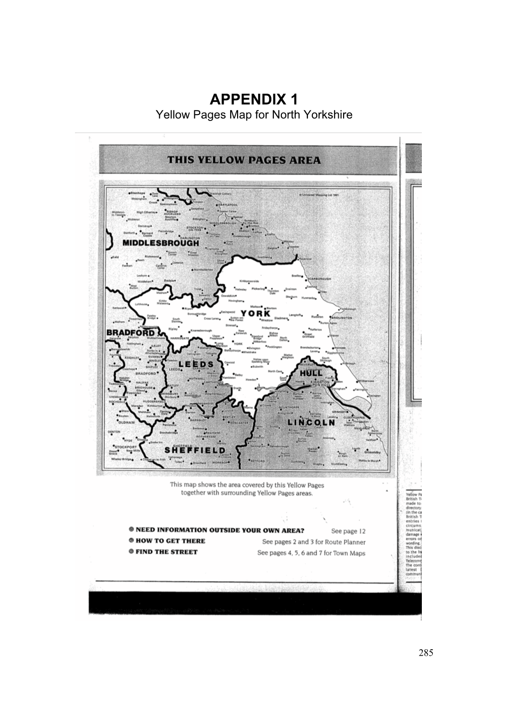 APPENDIX 1 Yellow Pages Map for North Yorkshire