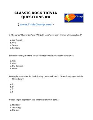 Classic Rock Trivia Questions #4