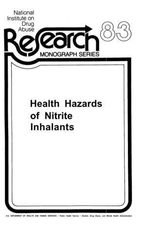 Health Hazards of Nitrite Inhalants, 83