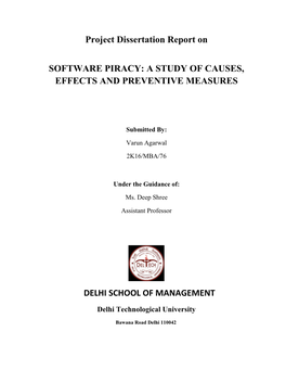 Project Dissertation Report on SOFTWARE PIRACY