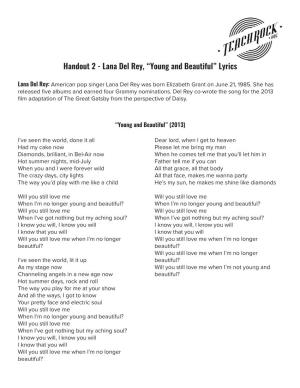 Lana Del Rey, “Young and Beautiful” Lyrics