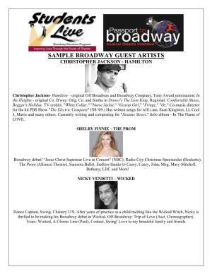 Sample Broadway Guest Artists Christopher Jackson - Hamilton