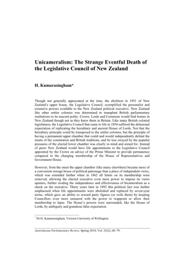 08-Kumarasingham APR NOV 10 Unicameralism NZ