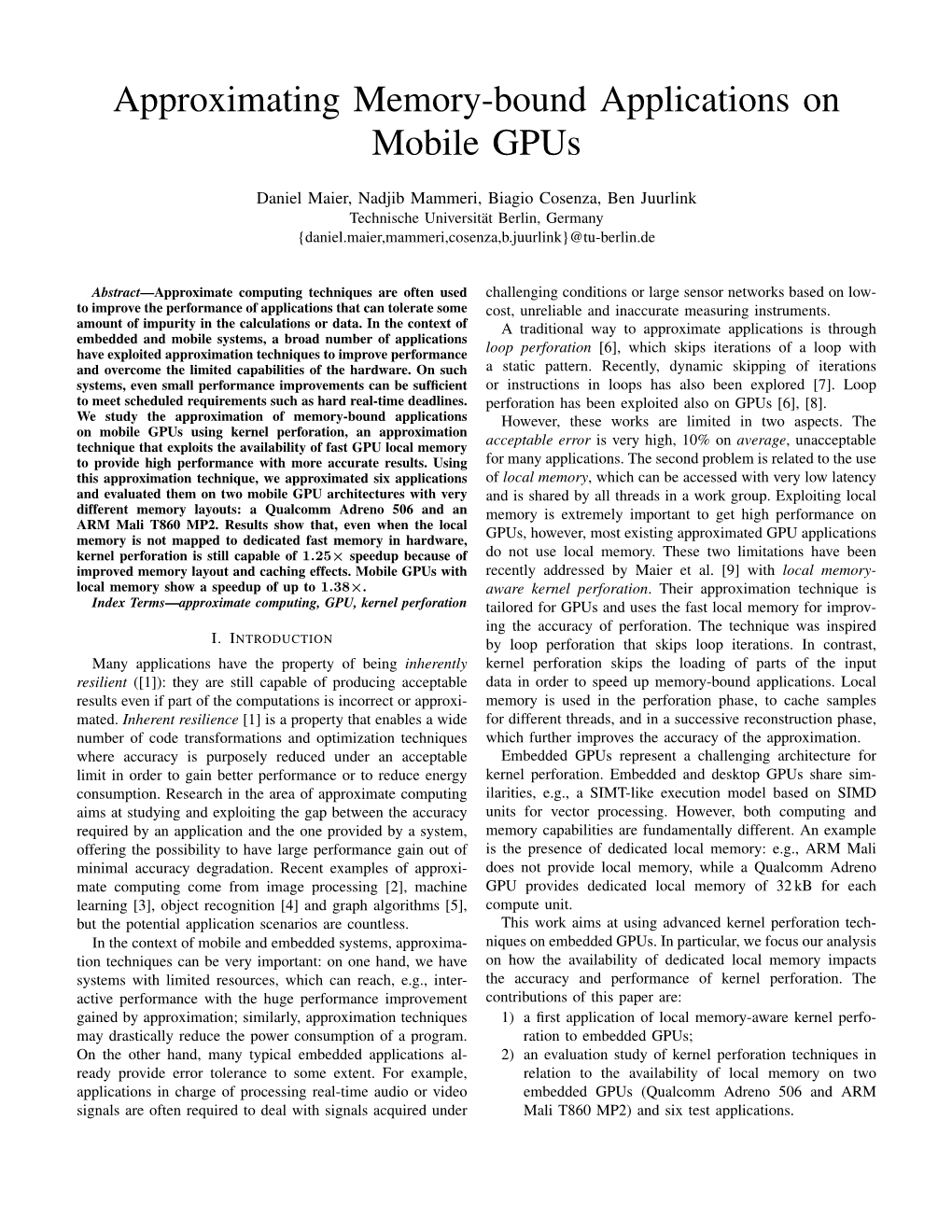 Approximating Memory-Bound Applications on Mobile Gpus