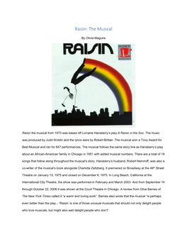 Raisin: the Musical