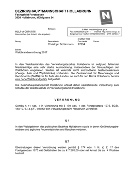 BEZIRKSHAUPTMANNSCHAFT HOLLABRUNN Fachgebiet Forstwesen 2020 Hollabrunn, Mühlgasse 24