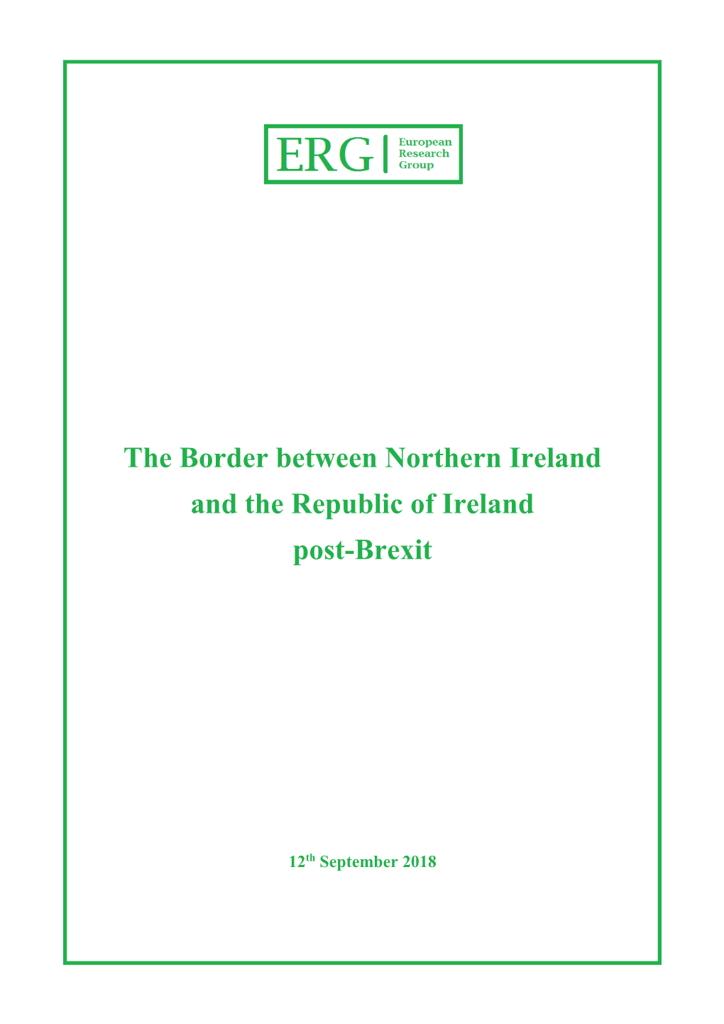 The Border Between Northern Ireland and the Republic of Ireland Post-Brexit