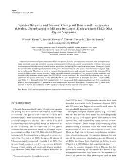 Ulvales, Ulvophyceae) in Mikawa Bay, Japan, Deduced from ITS2 Rdna Region Sequences