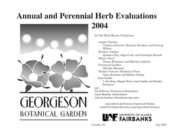 Annual and Perennial Herb Evaluations 2004 by the Herb Bunch Volunteers