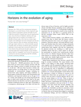 Horizons in the Evolution of Aging Thomas Flatt1 and Linda Partridge2,3*