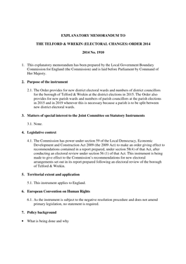 The Telford & Wrekin (Electoral Changes) Order 2014