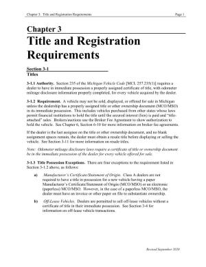 Chapter 3: Title and Registration Requirements Page 1