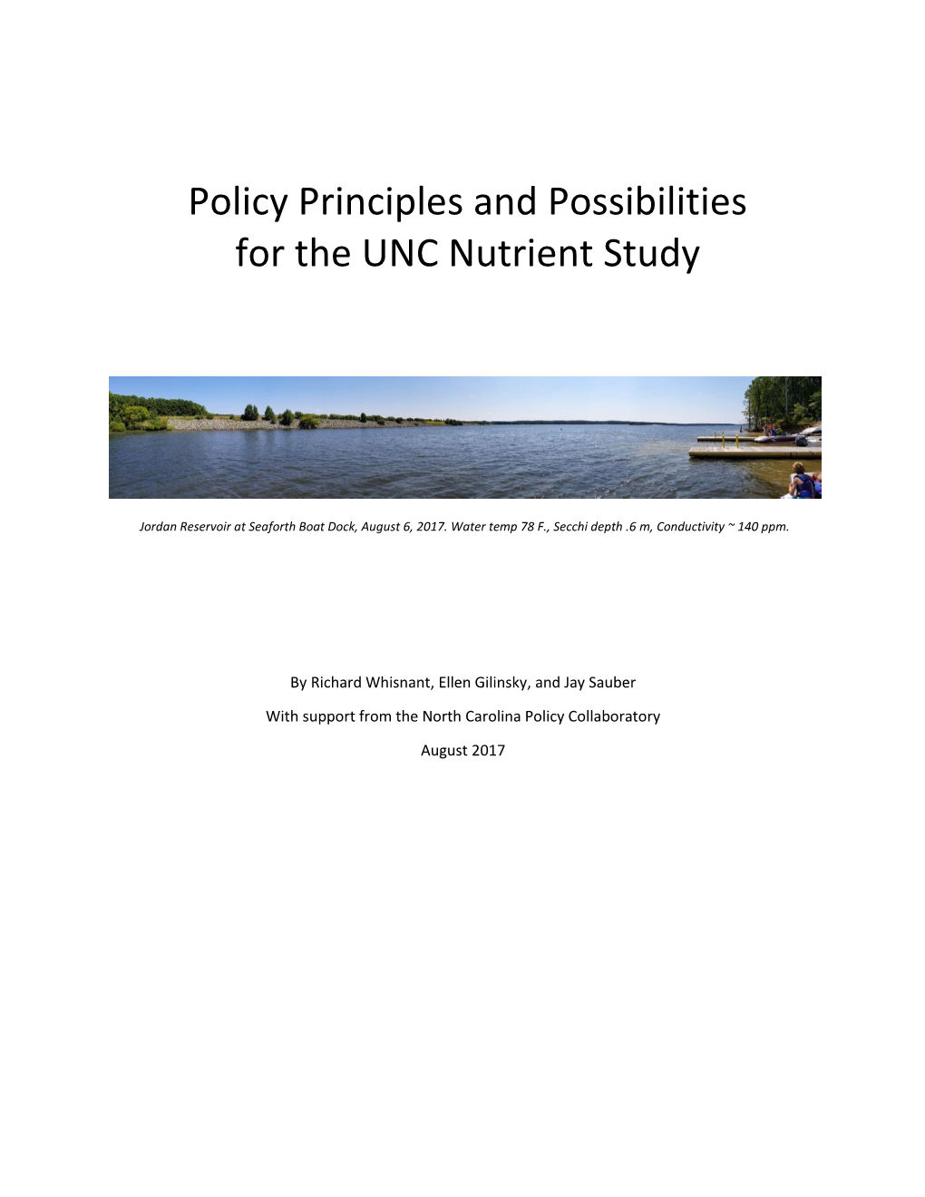 Policy Principles and Possibilities for the UNC Nutrient Study