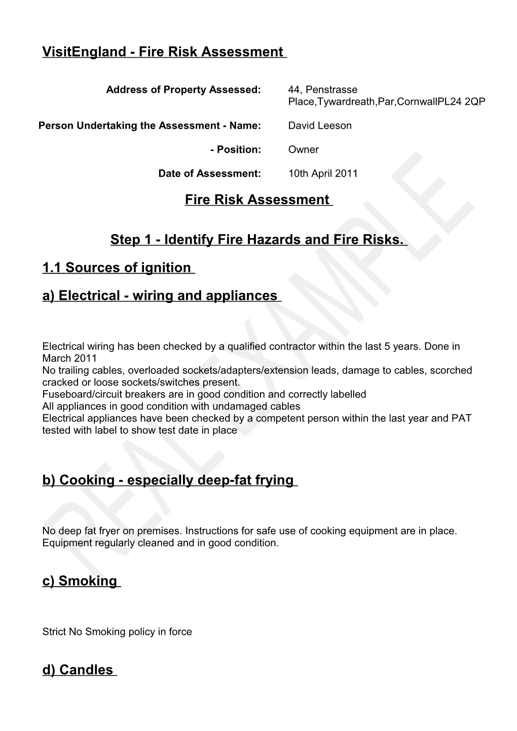 Fire Risk Assessment