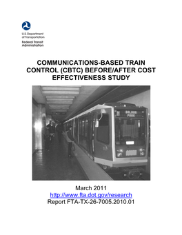 Communications-Based Train Control (Cbtc) Before/After Cost Effectiveness Study