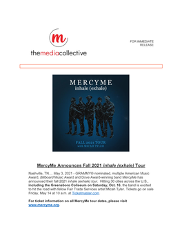 Mercyme Announces Fall 2021 Inhale (Exhale) Tour