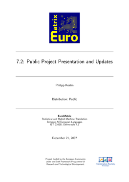 Public Project Presentation and Updates