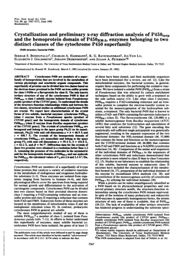 Crystallization and Preliminary X-Ray Diffraction Analysis of P450terp And