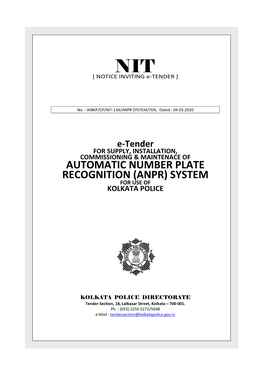 ANPR SYSTEM/TEN, Dated : 04.03.20 20