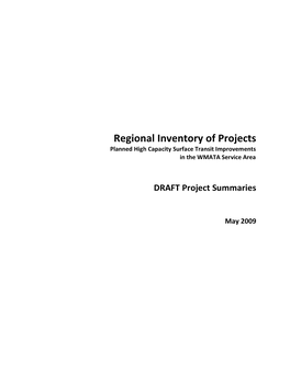 Regional Inventory of Projects Planned High Capacity Surface Transit Improvements in the WMATA Service Area