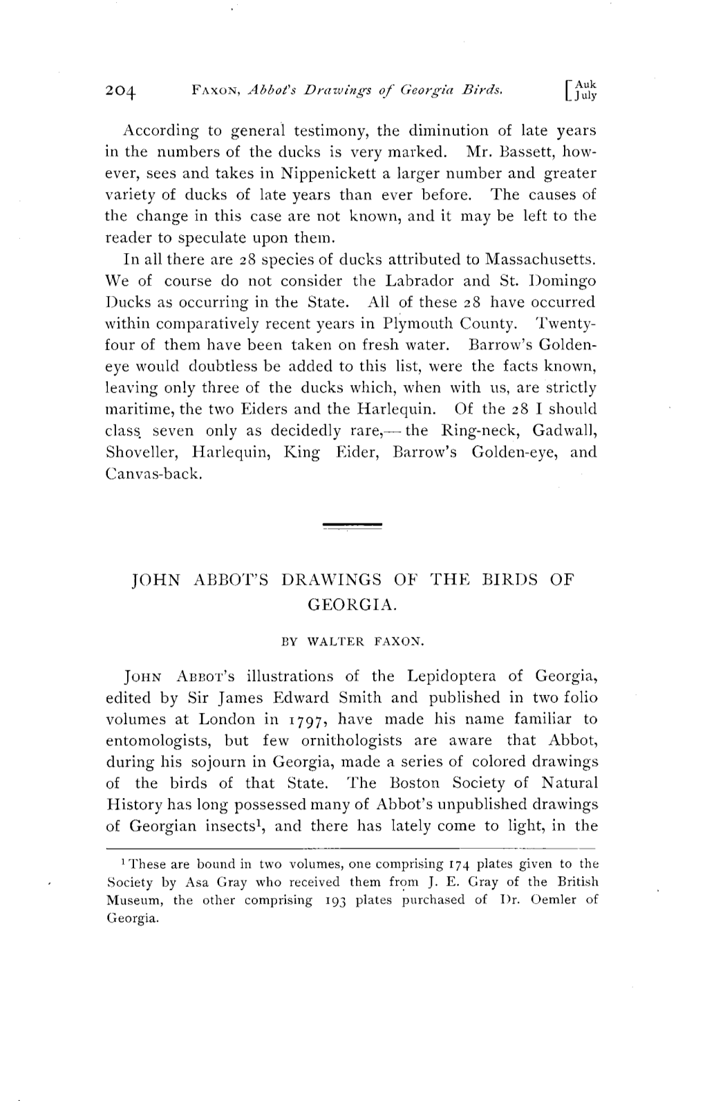 John Abbot's Drawings of the Birds of Georgia