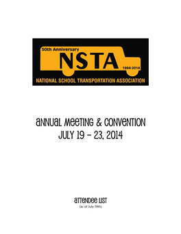 Annual Meeting & Convention July 19 – 23, 2014