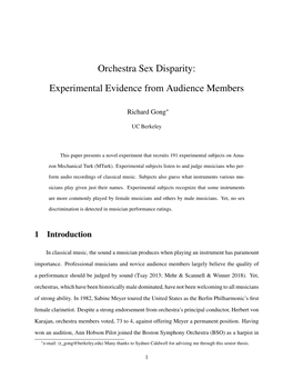 Orchestra Sex Disparity: Experimental Evidence from Audience Members