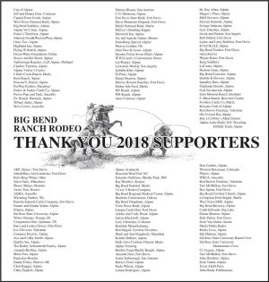 Thank You 2018 Supporters