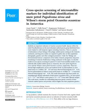 Cross-Species Screening of Microsatellite Markers for Individual Identification of Snow Petrel Pagodroma Nivea and Wilson's St