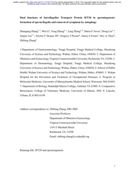 Formation of Sperm Flagella and Removal of Cytoplasm by Autophagy