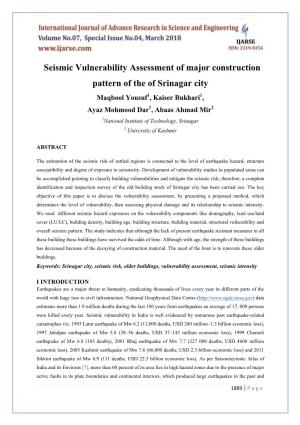 Seismic Vulnerability Assessment of Major Construction Pattern