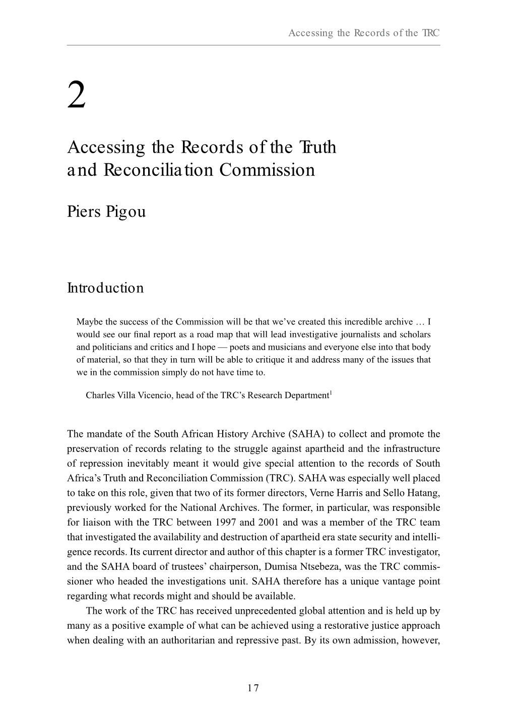 Accessing the Records of the Truth and Reconciliation Commission
