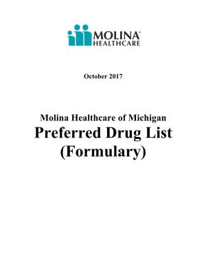 Molina Healthcare of Michigan Preferred Drug List (Formulary)
