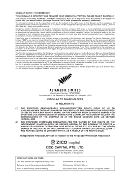 ZICO CAPITAL PTE. LTD. (Company Registration Number: 201613589E) (Incorporated in the Republic of Singapore)