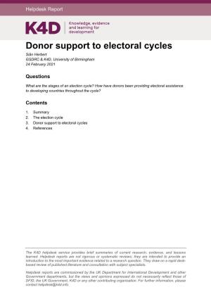 Donor Support to Electoral Cycles Siân Herbert GSDRC & K4D, University of Birmingham 24 February 2021