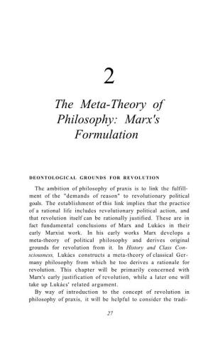 The Meta-Theory of Philosophy: Marx's Formulation
