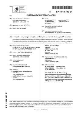 Formulation Comprising Avermectins / Milbemycins and Levamisole in A