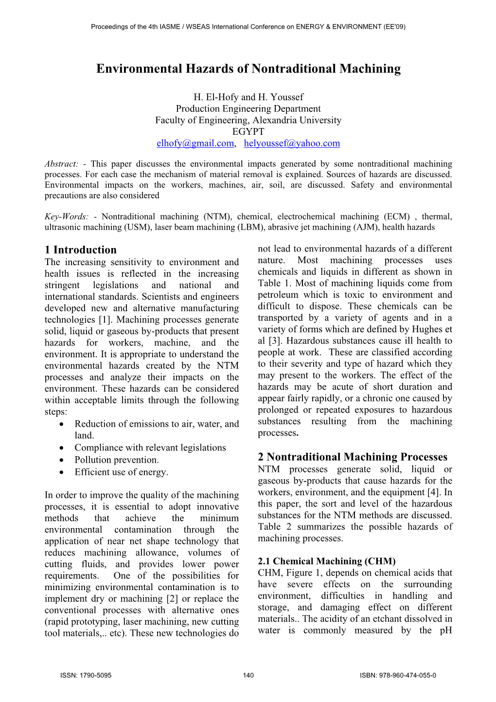 Environmental Hazards of Nontraditional Machining