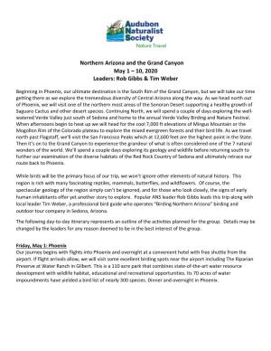 Northern Arizona and the Grand Canyon May 1 – 10, 2020 Leaders: Rob Gibbs & Tim Weber