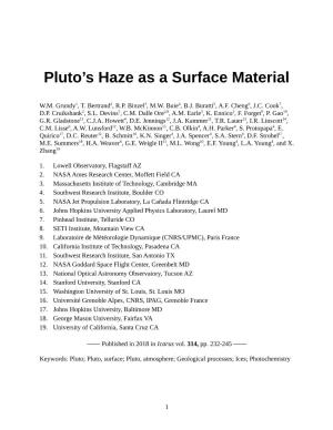 Pluto's Haze As a Surface Material